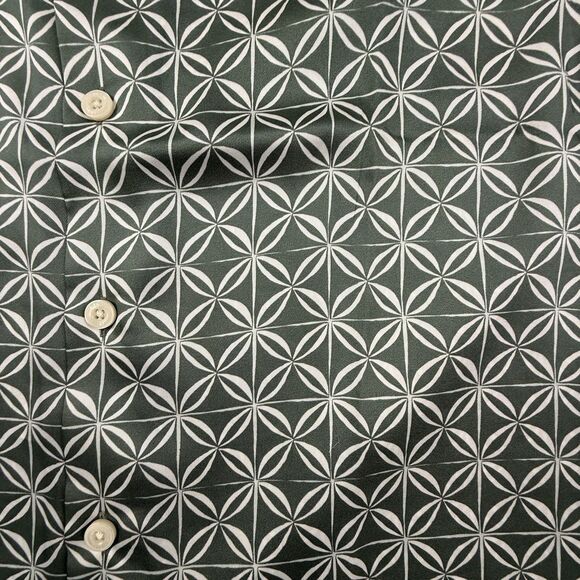 REISS Tintipan Camp Shirt Men XL Geometric Green Resortwear Vacation Regular Fit - Picture 5 of 10